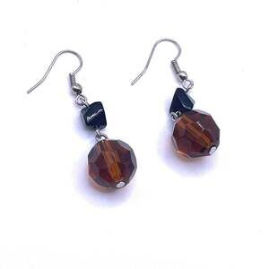 E054 | Brown and Black Bead Dangle Earrings